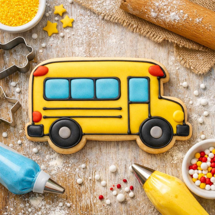 School Bus Cookie Cutter, 3D Printed for Fondant and Cookie Dough