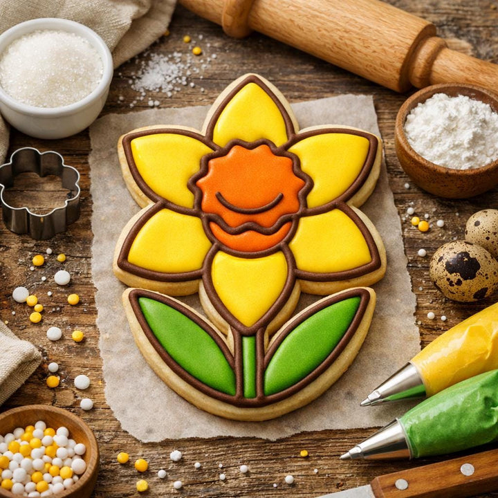 Daffodil Flower Cookie Cutter with Stem for Fondant &amp; Cookies