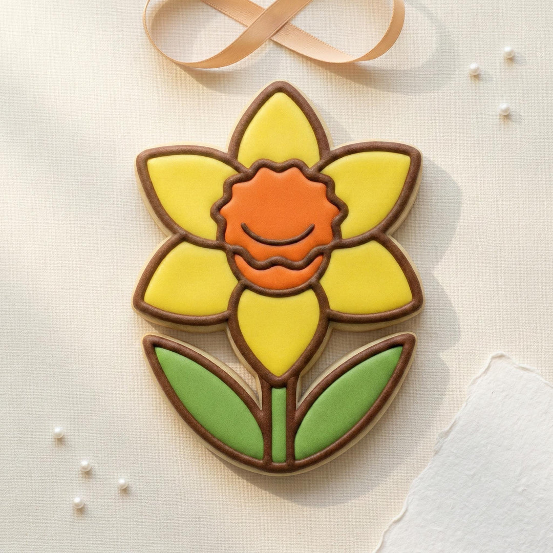 Daffodil Flower Cookie Cutter with Stem for Fondant &amp; Cookies