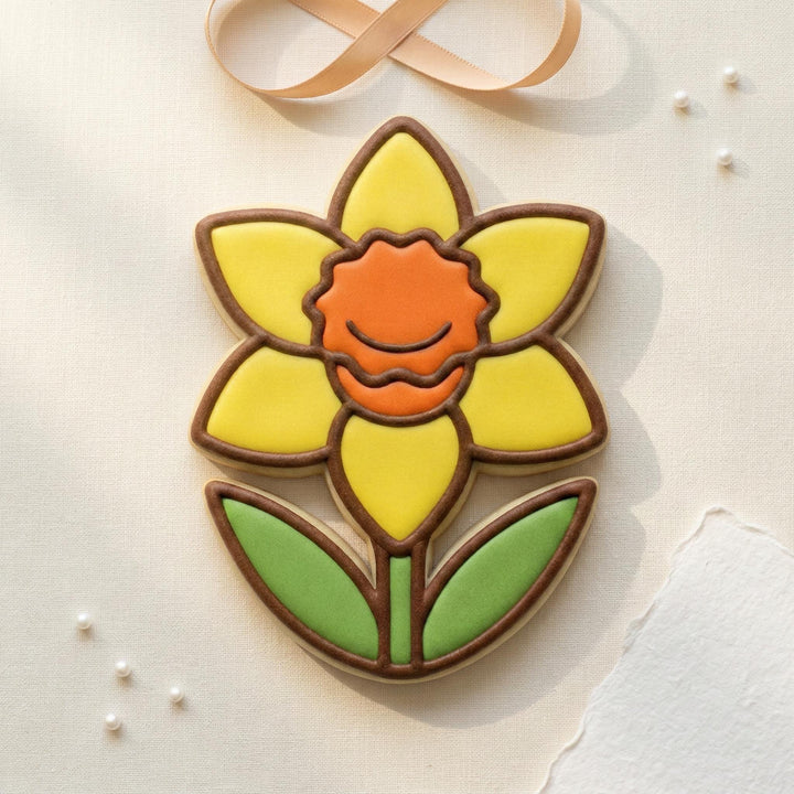 Daffodil Flower Cookie Cutter with Stem for Fondant &amp; Cookies