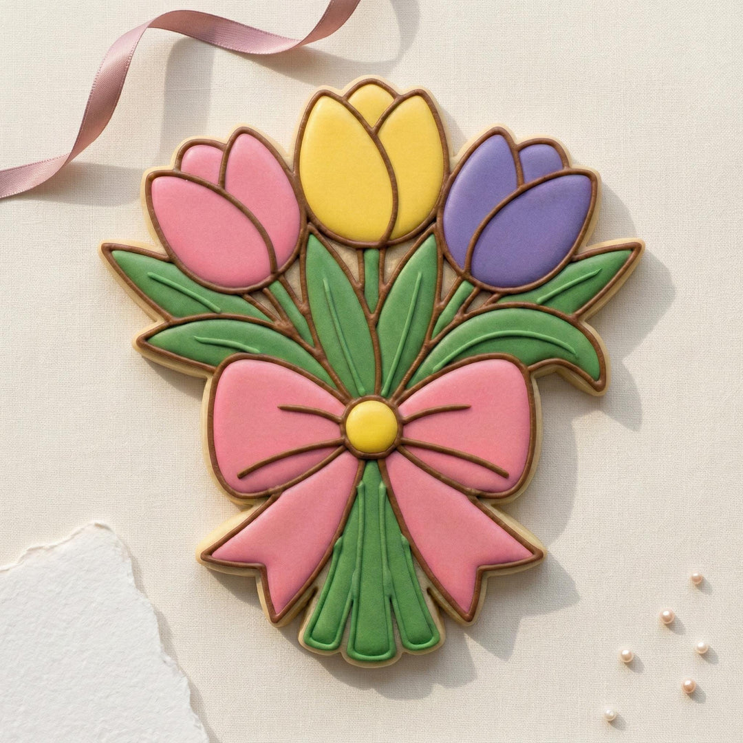 Tulip Bouquet Cookie Cutter, 3D Printed Spring Flower Design
