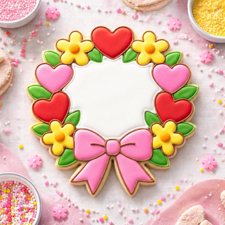 Floral Heart Wreath Cookie Cutter, 3D Printed