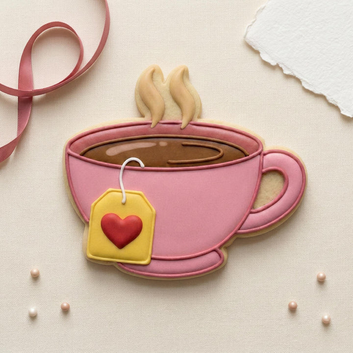 Teacup Cookie Cutter with Heart Tag, 3D Printed for Cookies and Fondant