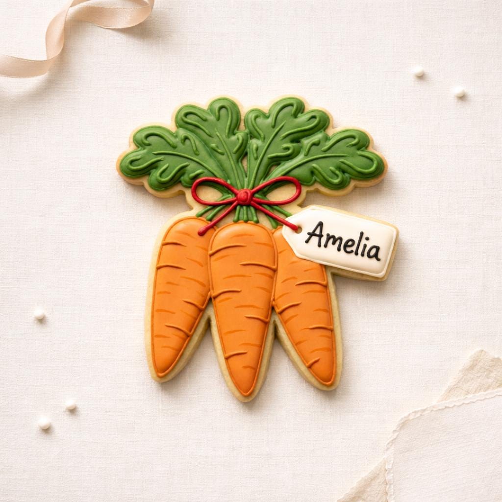 Carrot Bunch Cookie Cutter with Name Tag, Easter Spring Baking Tool