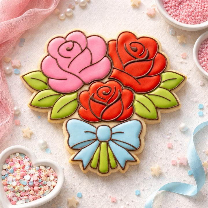 Rose Bouquet Cookie Cutter, 3D Printed Fondant Cutter