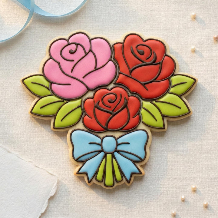 Rose Bouquet Cookie Cutter, 3D Printed Fondant Cutter