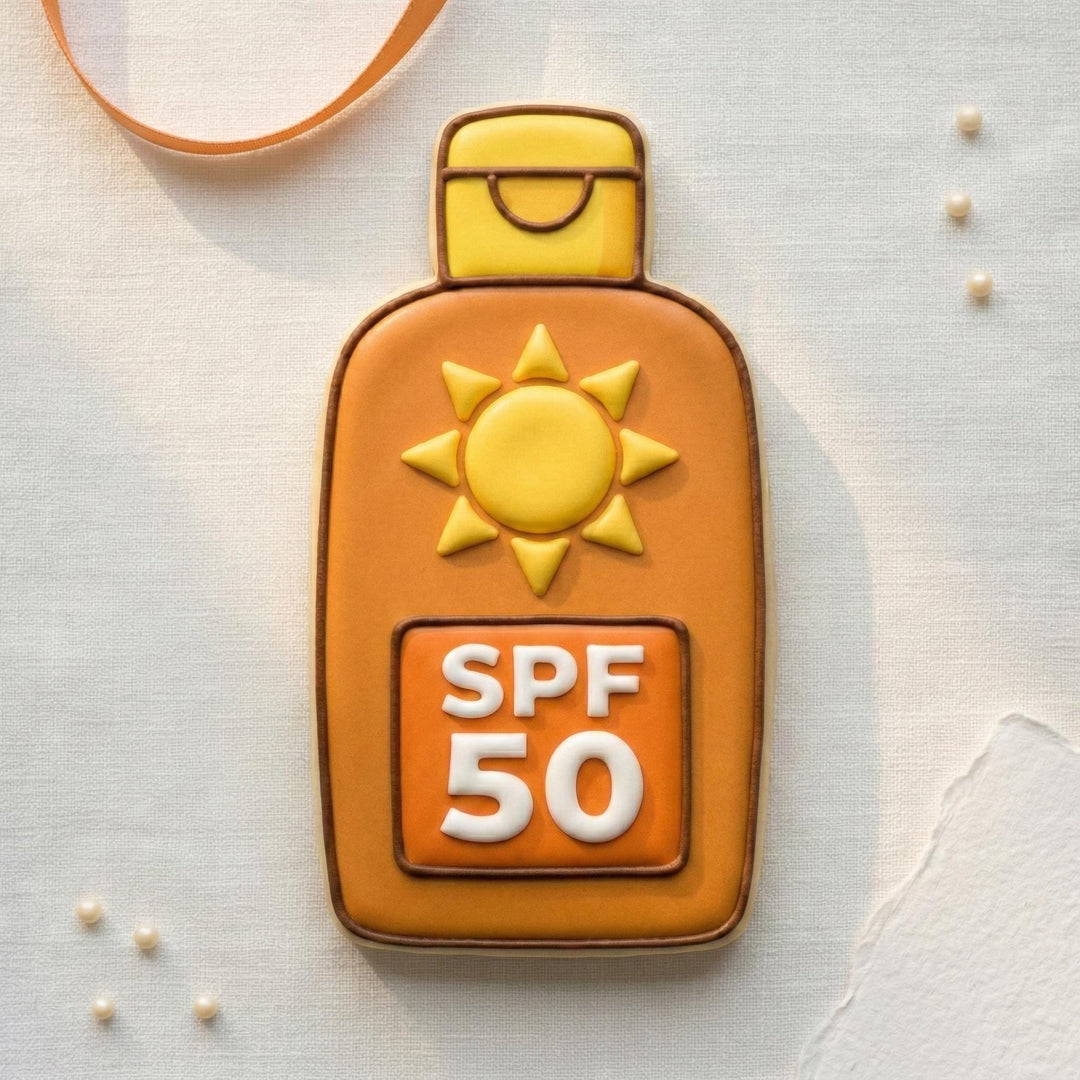Sunscreen Bottle Cookie Cutter, 3D Printed SPF 50 Design