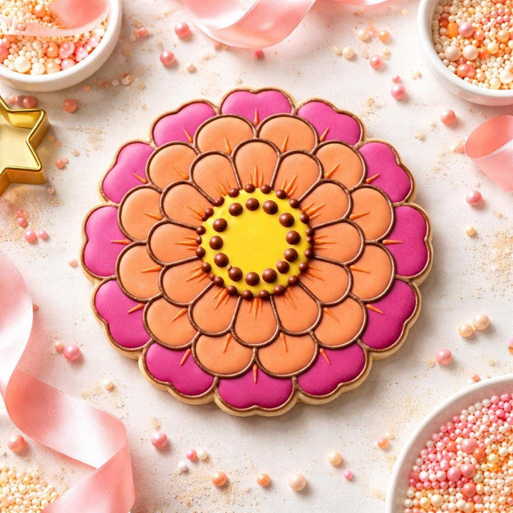 Zinnia Flower Cookie Cutter for Sugar Cookies &amp; Fondant, 3D Printed