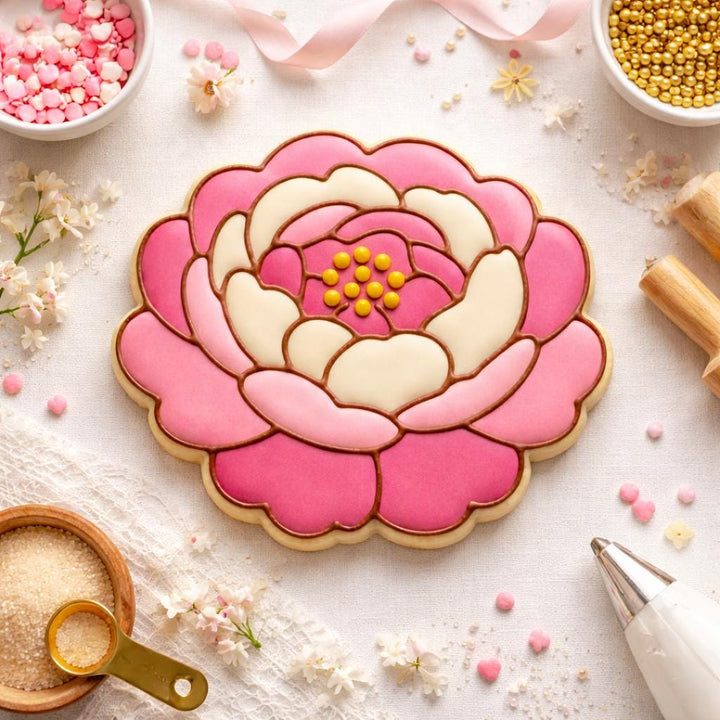 Peony Flower Cookie Cutter, 3D Printed for Sugar Cookies &amp; Fondant