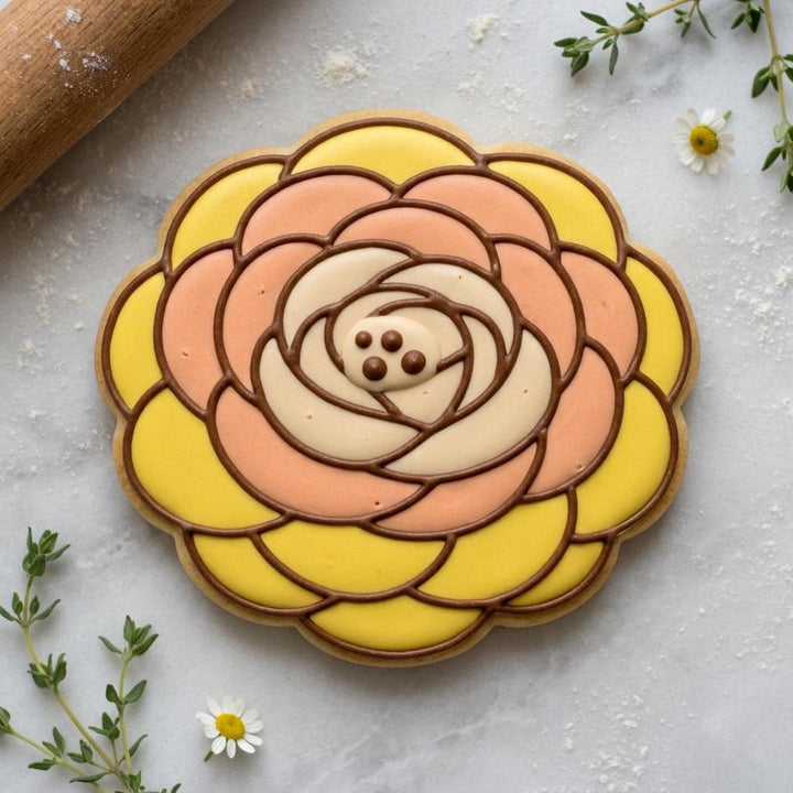 Ranunculus Flower Cookie Cutter, Floral Plaque, 3D Printed