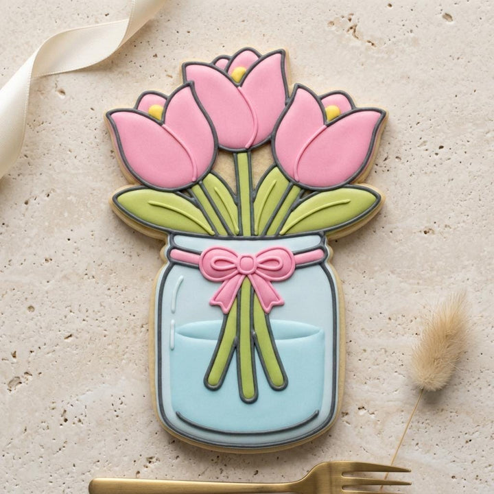 Tulip Cookie Cutter, Mason Jar Bouquet Design, 3D Printed