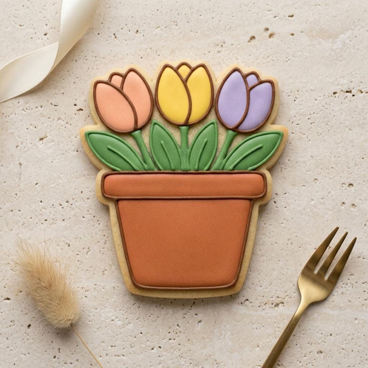 Tulip Potted Bloom Cookie Cutter, 3D Printed Spring Flower