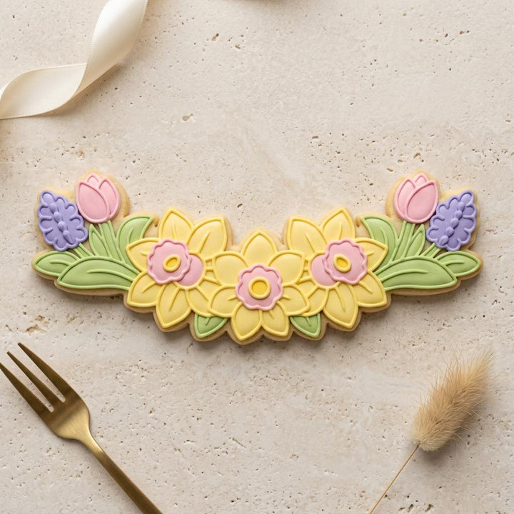 Daffodil Cookie Cutter, Spring Floral Spray Design, 3D Printed