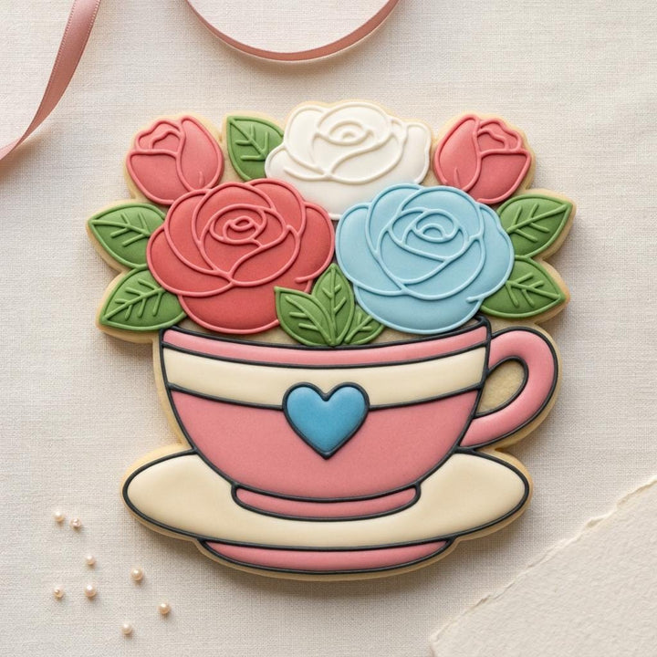 Teacup with Flowers Cookie Cutter, Tea Party, 3D Printed