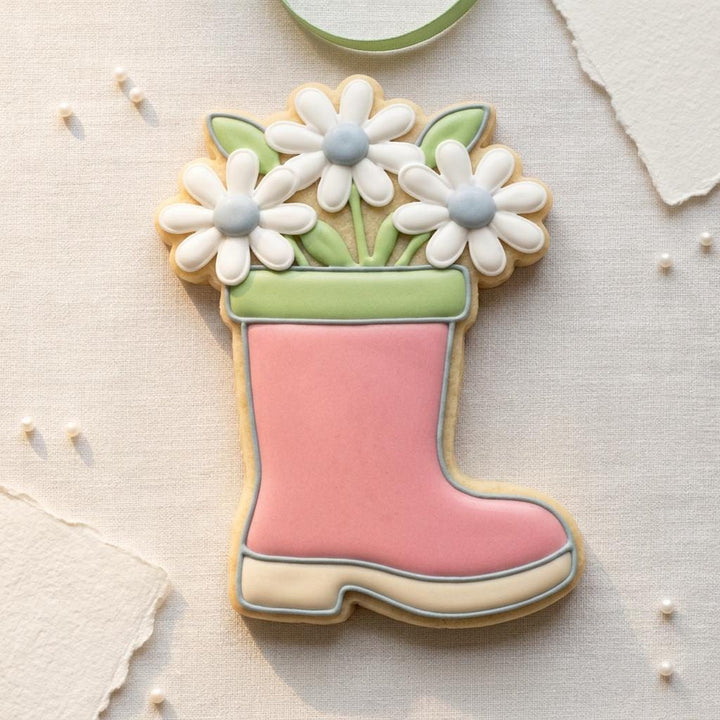 Garden Boot Cookie Cutter with Daisies, Spring Floral Design