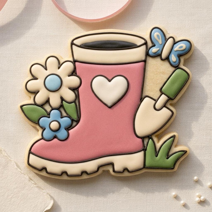 Garden Boot Cookie Cutter with Flowers for Spring Cookies