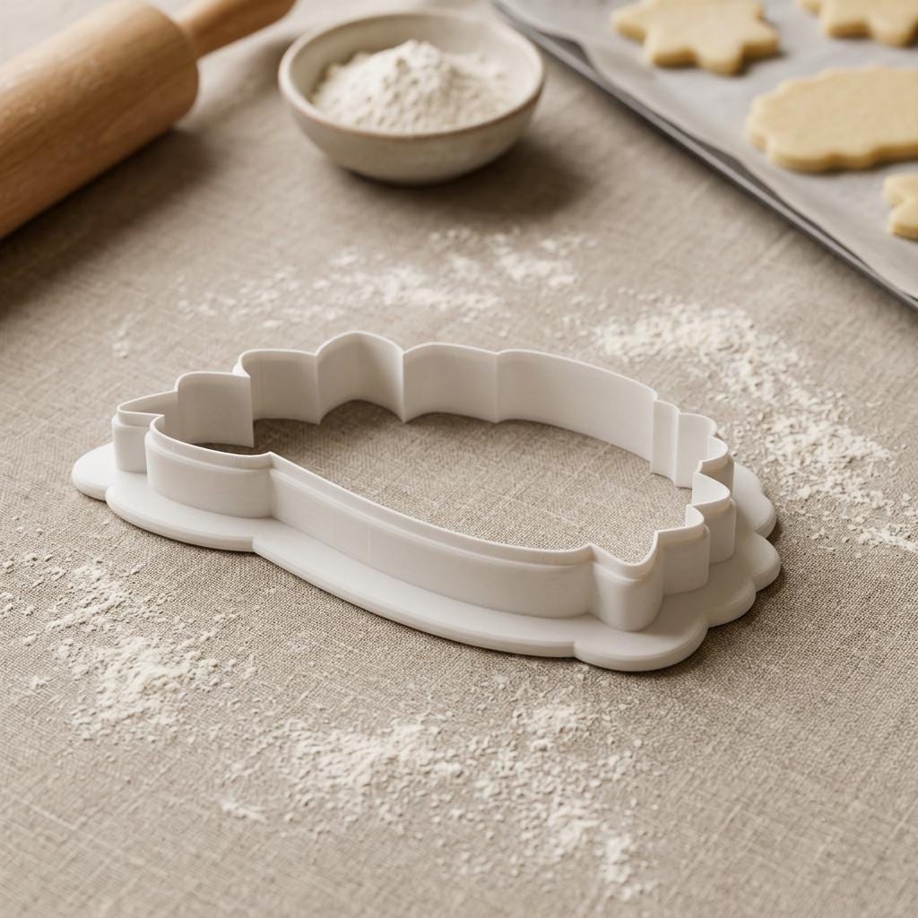 Garden Boot Cookie Cutter with Floral Banner Plaque, 3D Printed