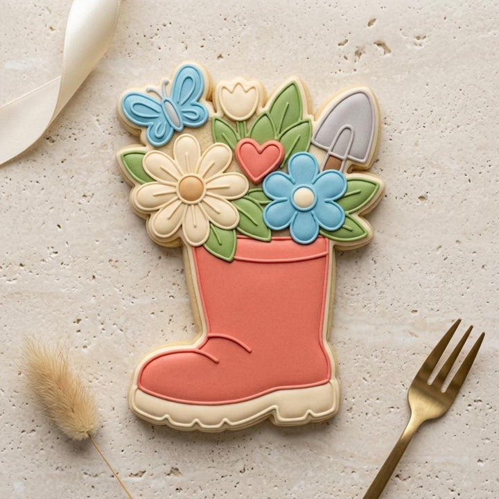 Spring Floral Rain Boot Cookie Cutter, 3D Printed