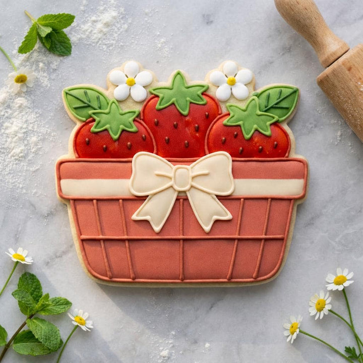 Strawberry Basket Cookie Cutter, 3D Printed Fondant Cutter