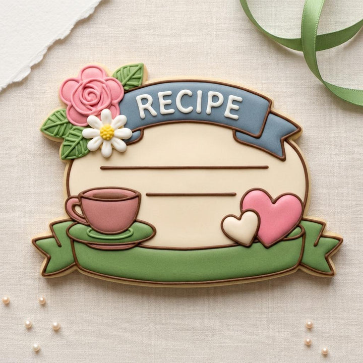 Recipe Card Cookie Cutter, Ribbon Plaque, 3D Printed